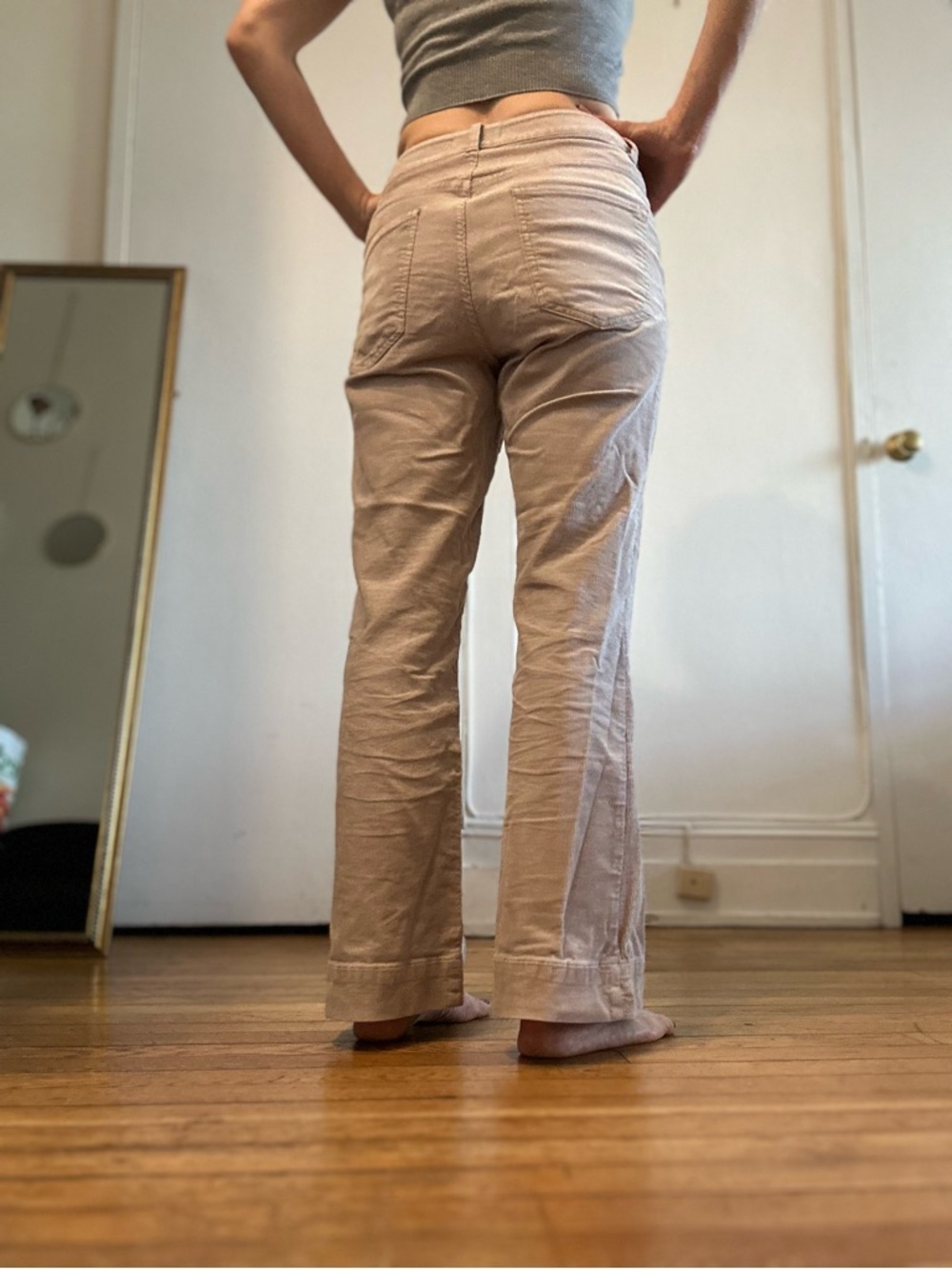 M&S High-Rise Light Beige Corduroy Pants